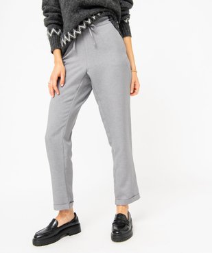 Pantalon en toile coupe ample avec taille élastique femme vue1 - GEMO(FEMME PAP) - GEMO