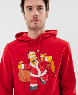 Sweat de Noël à capuche imprimé homme - Les Simpsons vue2 - SIMPSONS - GEMO