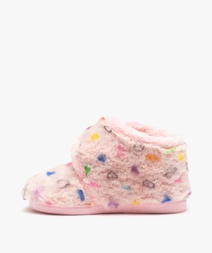 Chaussons fille bottillons en textile peluche imprimé cœurs vue3 - GEMO (ENFANT) - GEMO