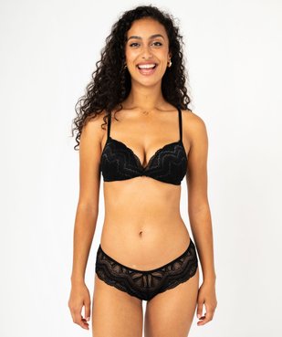 Soutien-gorge push-up sans armatures en dentelle scintillante vue3 - GEMO(HOMWR FEM) - GEMO