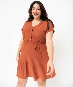 Robe femme grande taille en maille texturée avec volant dans le bas vue2 - GEMO (G TAILLE) - GEMO