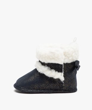 Chaussons bébé fille boots pailletées à col sherpa vue3 - GEMO 4G BEBE - GEMO