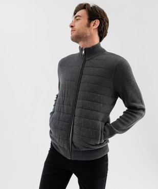 Gilet bimatière avec col montant et buste matelassé homme vue5 - GEMO (HOMME) - GEMO