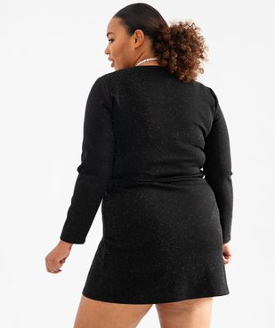 Robe courte à manches longues en maille pailletée femme grande taille vue4 - GEMO (G TAILLE) - GEMO