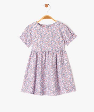 Robe fleurie à manches courtes bébé fille vue1 - GEMO(BEBE DEBT) - GEMO