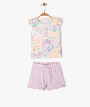 Pyjashort à volant imprimé tropical bébé fille vue1 - GEMO 4G BEBE - GEMO