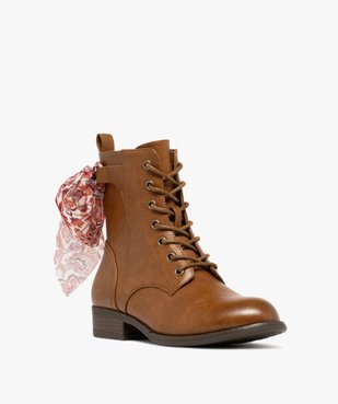 Bottines femme à lacets et à zip avec foulard fantaisie vue3 - GEMO (CASUAL) - GEMO