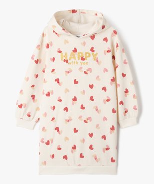 Robe sweat imprimée à capuche fille vue1 - GEMO 4G FILLE - GEMO