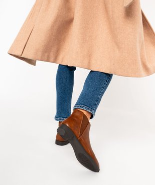 Bottines femme unies à talon plat style Chelsea   vue8 - VALENTINA BALDANO - GEMO