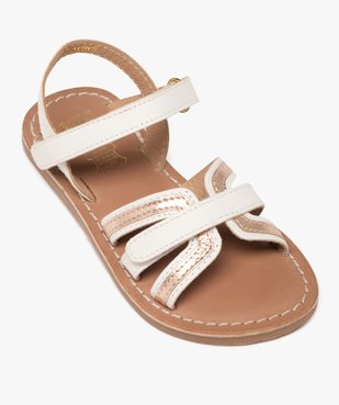 Sandales fille en cuir pailleté à brides scratch  vue5 - NA! - GEMO