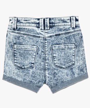 Short fille en jean délavé à taille haute et revers cousus vue1 - GEMO (JUNIOR) - GEMO