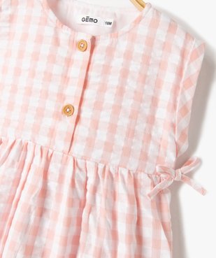 Robe bébé fille rayée en voile de coton texturé vue2 - GEMO(BEBE DEBT) - GEMO