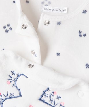 Pyjama en velours ouverture devant motif fleurs et ourson bébé - LuluCastagnette vue2 - LULUCASTAGNETTE - GEMO