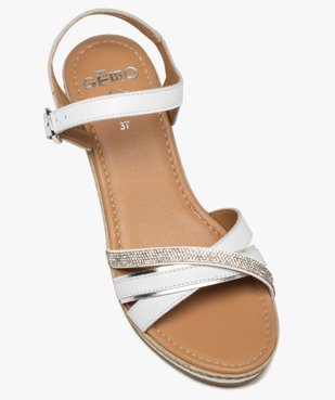 Sandales femme compensées à brides en cuir et strass  vue6 - GEMO(URBAIN) - GEMO