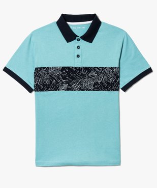 Polo bicolore avec empiècement à motif jungle vue1 - GEMO (JUNIOR) - GEMO