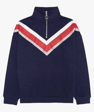 Sweat fille à col montant avec motif tricolore en forme de V vue1 - GEMO (JUNIOR) - GEMO