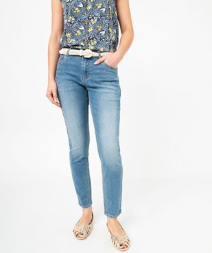 Jean Slim longueur 7/8ème avec ceinture tressée femme vue1 - GEMO 4G FEMME - GEMO