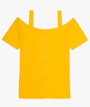 Tee-shirt fille à épaules dénudées et maille côtelée vue1 - GEMO (JUNIOR) - GEMO