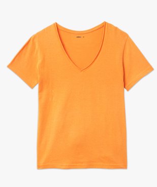 Tee-shirt à manches courtes avec col V roulotté femme vue4 - GEMO(FEMME PAP) - GEMO