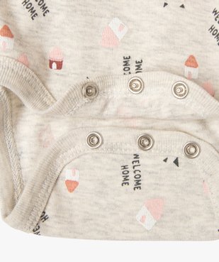 Bodies à manches courtes avec motifs maisons bébé fille (lot de 3) vue2 - GEMO 4G BEBE - GEMO