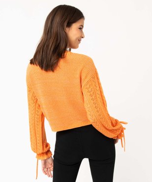 Pull femme coupe courte en maille ajourée vue3 - GEMO(FEMME PAP) - GEMO