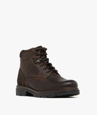 Boots homme dessus en cuir avec col suédé et semelle crantée vue3 - URBAN STEPS - GEMO