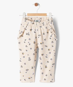 Pantalon en molleton fleuri à taille élastiquée bébé fille vue1 - GEMO(BEBE DEBT) - GEMO