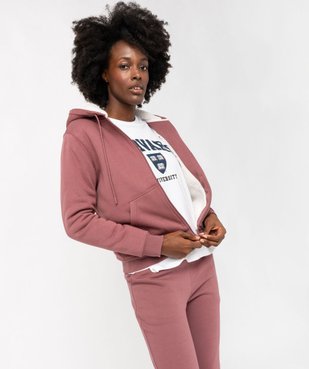 Sweat zippé à capuche doublure sherpa femme vue1 - GEMO(FEMME PAP) - GEMO