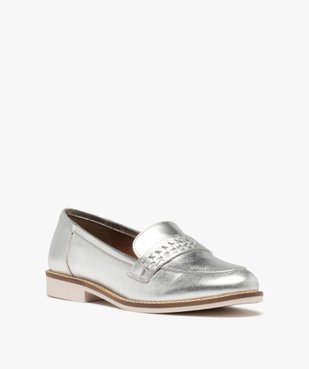 Mocassins femme dessus cuir métallisé - Tanéo vue2 - TANEO - GEMO