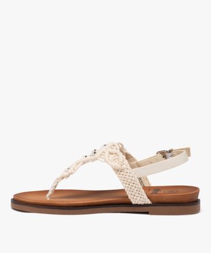 Sandales femme à entre-doigts dessus en macramé uni avec bijoux strass vue3 - GEMO (CASUAL) - GEMO