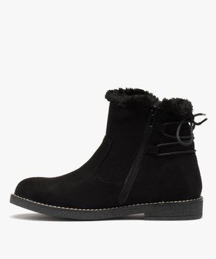 Boots fourrées femme à talon plat et suédine unie vue3 - GEMO (CASUAL) - GEMO