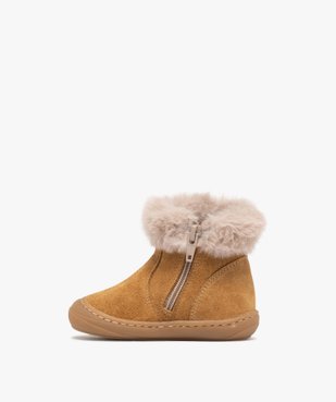 Bottes bébé fille en cuir suédé et à col duveteux - NA! vue3 - NA! - GEMO