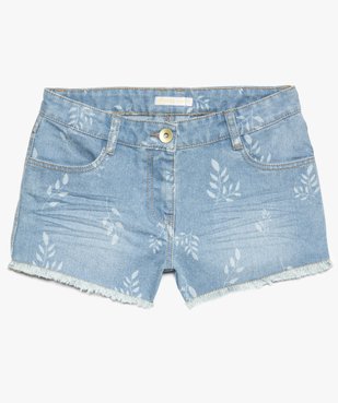 Short fille en jean avec motifs fleuris et franges vue1 - GEMO (JUNIOR) - GEMO