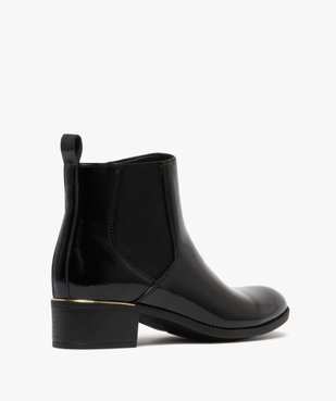 Bottines femme vernies style Chelsea à zip et bout amande avec liseré doré vue5 - GEMO (CASUAL) - GEMO