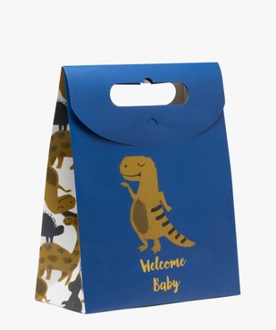 Sac cadeau de naissance à rabat avec poignée intégrée motif dinosaures vue1 - GEMO (ACCESS) - GEMO