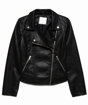 Veste fille style motard zippée imitation cuir vue2 - GEMO (JUNIOR) - GEMO