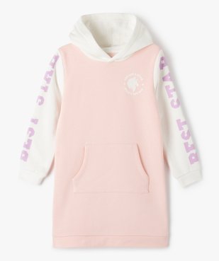 Robe sweat à capuche fille avec poche kangourou vue1 - GEMO (ENFANT) - GEMO