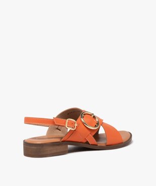 Sandales femme casual en cuir unie avec brides à boucle fantaisie vue4 - TANEO - GEMO