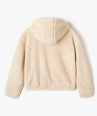 Blouson fille à capuche en Sherpa vue4 - GEMO (JUNIOR) - GEMO