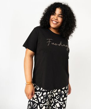 Tee-shirt à manches courtes avec motif brodé femme grande taille vue5 - GEMO (G TAILLE) - GEMO