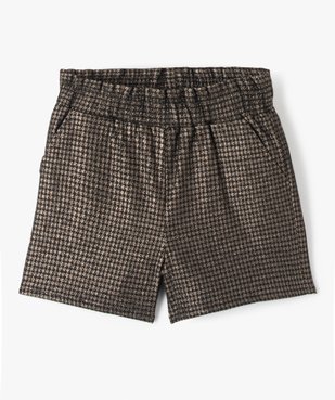 Short fille à taille élastiquée motif pied-de-poule doré vue1 - GEMO (JUNIOR) - GEMO