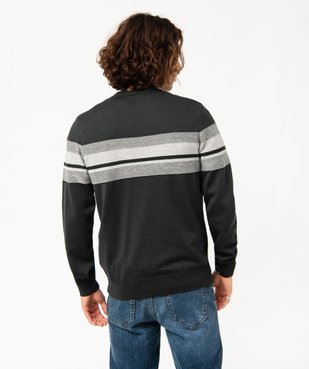 Pull en maille fine à bandes texturées homme vue3 - GEMO (HOMME) - GEMO