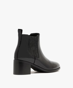 Bottines femme à talon carré dessus vernis style Chelsea détail pailleté vue5 - GEMO(URBAIN) - GEMO