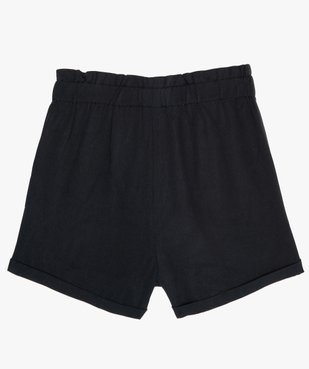 Short fille ample avec ceinture froncée et revers cousus vue3 - GEMO (JUNIOR) - GEMO