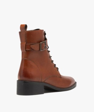 Bottines en cuir à talon large et bout amande femme - Taneo vue4 - TANEO - GEMO