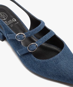 Ballerines femme unies en denim à brides et bout pointu  vue7 - GEMO(URBAIN) - GEMO