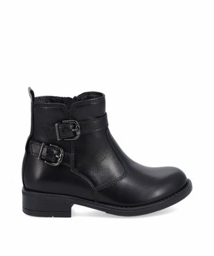 Boots fille unies style cavalière dessus cuir - Tanéo vue1 - TANEO - GEMO