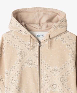 Sweat zippé à capuche à motif cachemire fille vue2 - GEMO 4G FILLE - GEMO