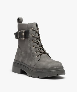 Boots fourrées femme unies à semelle crantée vue3 - GEMO (CASUAL) - GEMO