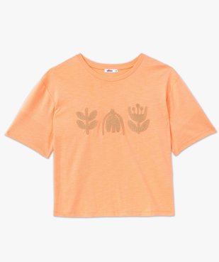 Tee-shirt manches courtes crop top avec motif brodé femme vue4 - GEMO(FEMME PAP) - GEMO